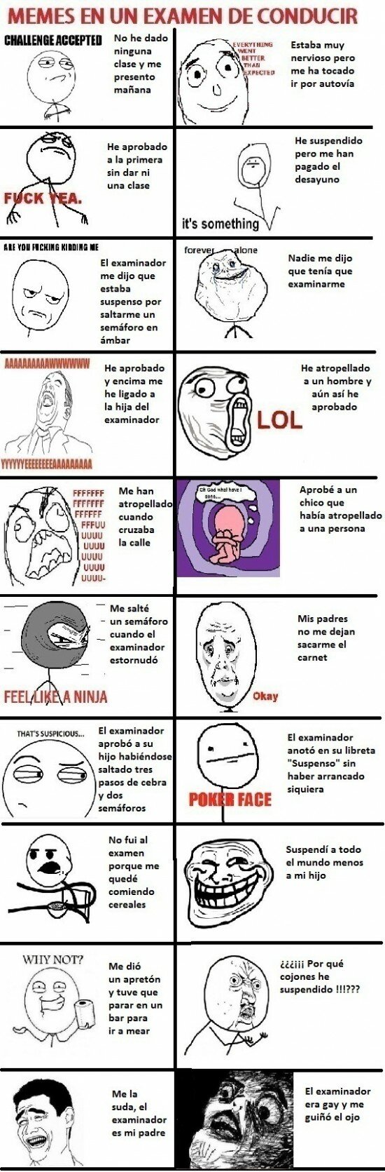 memes en un examen de conducir